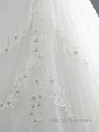 Off-the-Shoulder Lace Sequins Ball Gown Wedding Dress