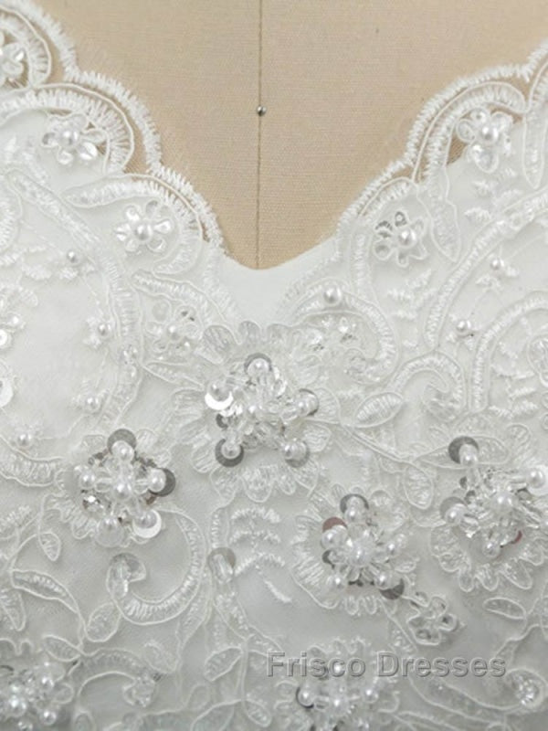 Off-the-Shoulder Lace Sequins Ball Gown Wedding Dress