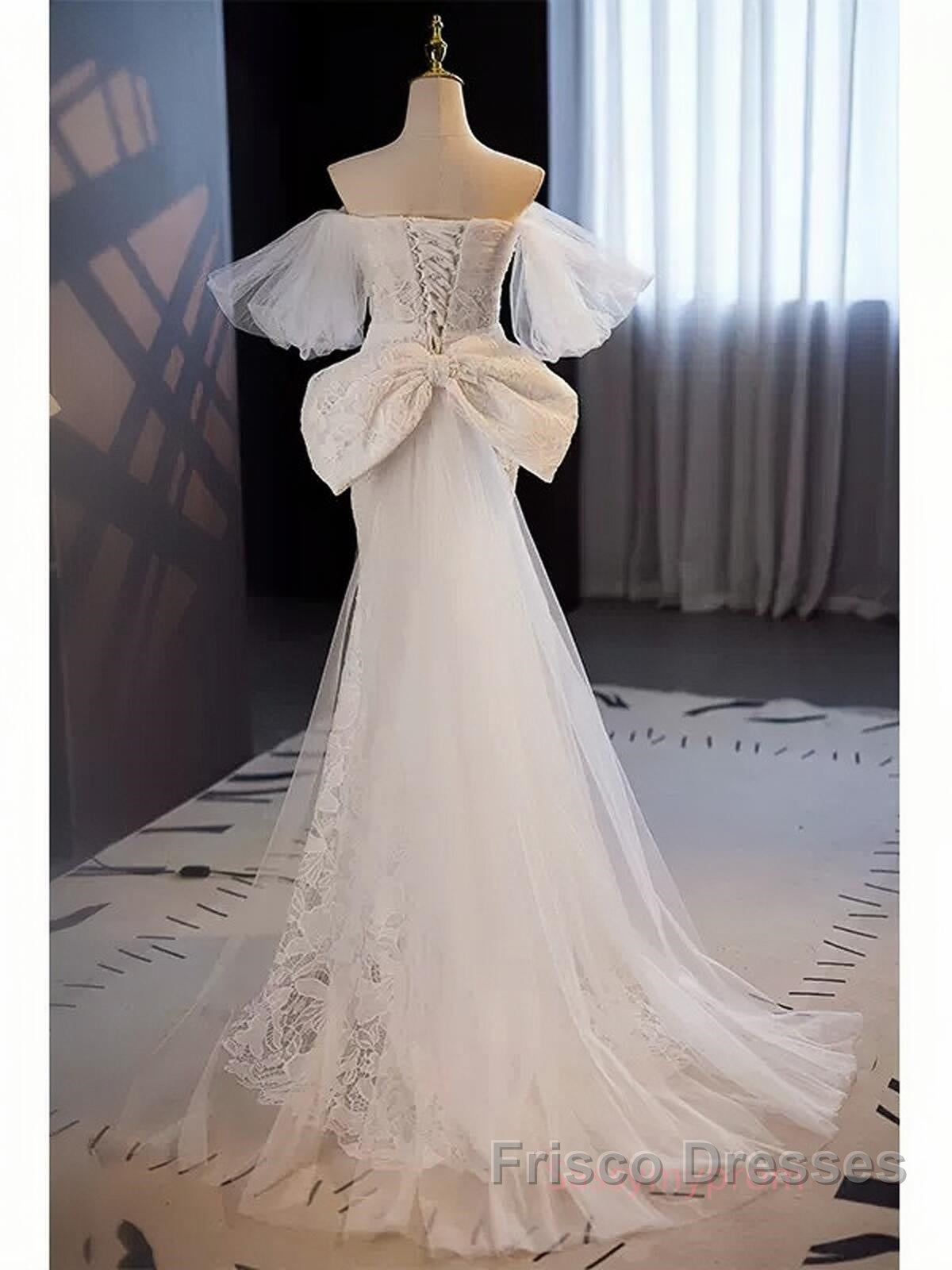 Off The Shoulder Lace Trumpet Mermaid Wedding Dress With Bow Secondary image