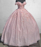 Off the Shoulder Lavender Sequin 3D Floral Quinceanera Dress