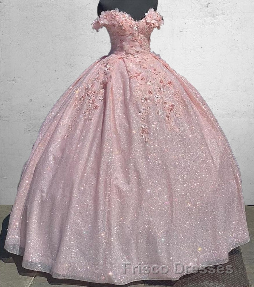 Off the Shoulder Lavender Sequin 3D Floral Quinceanera Dress