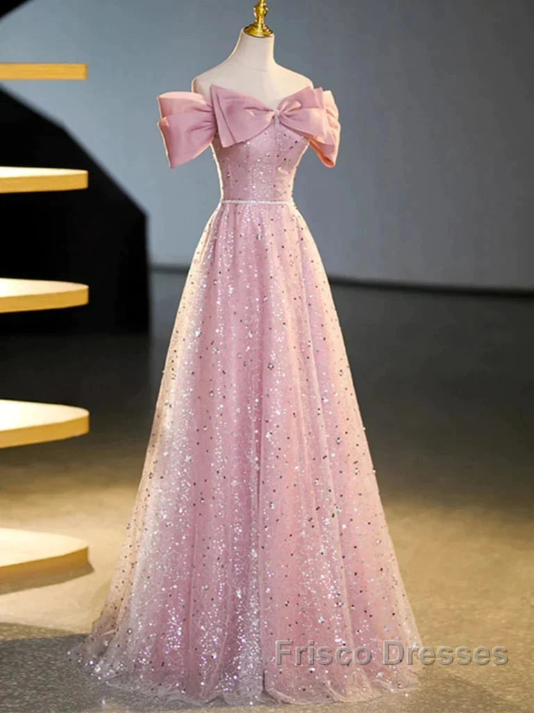 Off The Shoulder Pink Sequin Sparkle Formal Prom Dress Secondary image