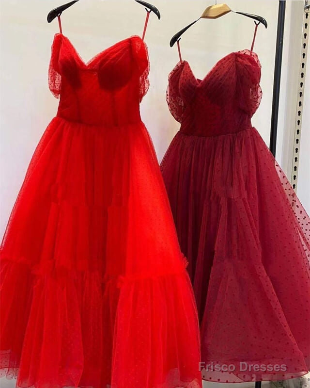 Off The Shoulder Polka Dot Tulle Midi Prom Corset Dress Main image