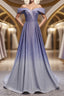 Off the Shoulder Purple Ombre Long Formal Prom Dresses, Off the Shoulder Purple Formal Evening Dresses with Corset Back