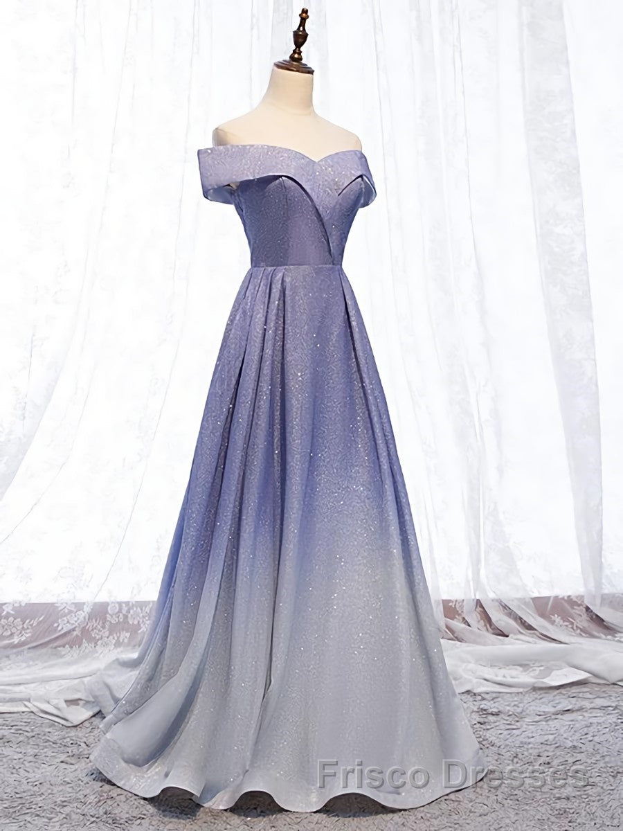 Off the Shoulder Purple Ombre Long Formal Prom Dresses, Off the Shoulder Purple Formal Evening Dresses with Corset Back