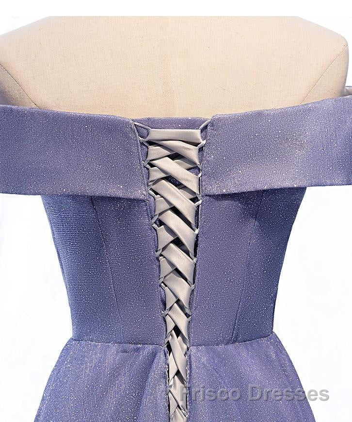 Off the Shoulder Purple Ombre Long Formal Prom Dresses, Off the Shoulder Purple Formal Evening Dresses with Corset Back