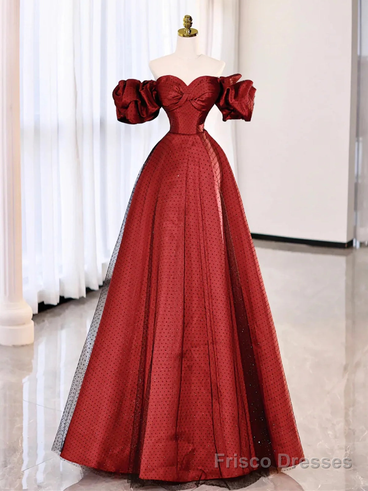 Off the Shoulder Red Long Prom Dresses, Off Shoulder Red Long Formal Evening Dresses Main image