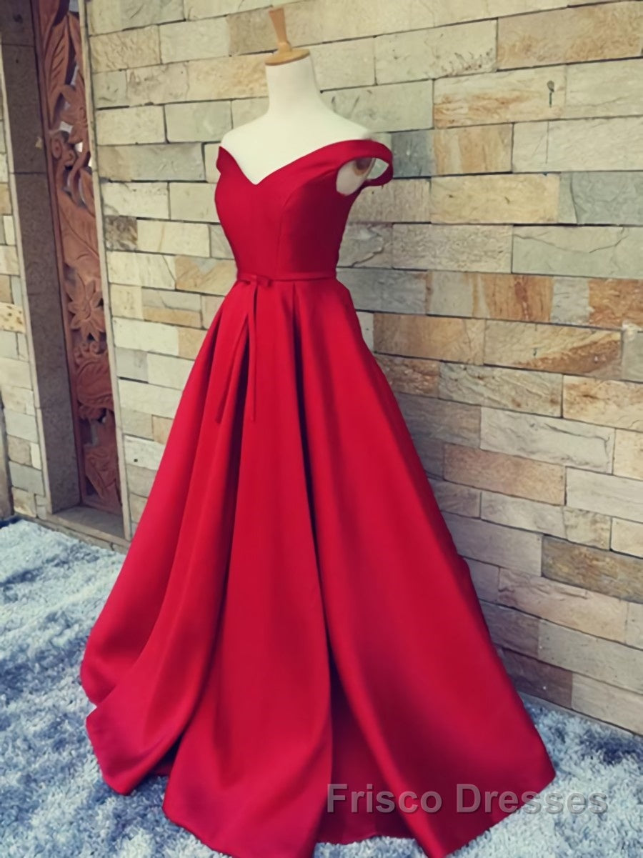 Off the Shoulder Red Long Formal Prom Dresses, Red Long Formal Evening Dresses Secondary image