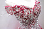 Off the Shoulder Red Long Formal Prom Gown, Off the Shoulder Red Beaded Formal Evening Dresses