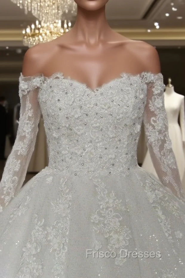 Off The Shoulder Royal Train Lace Wedding Dress Ball Gowns Main image
