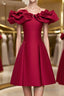 Off the Shoulder Short Burgundy Formal Prom Dresses, Short Wine Red Graduation Homecoming Dresses