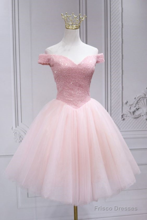 Off The Shoulder Short Pink Party Dress Homecoming Dress Main image