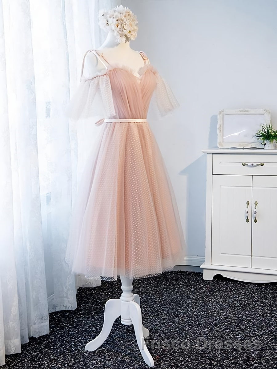 Off the Shoulder Short Pink Formal Prom Dresses with Corset Back, Short Pink Formal Graduation Bridesmaid Dresses