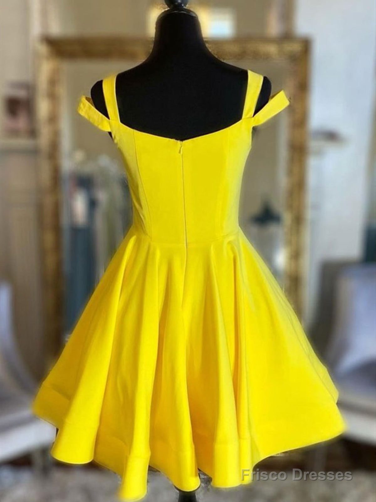 Off The Shoulder Short Yellow Prom Dresses, Short Yellow Formal Graduation Dresses Secondary image