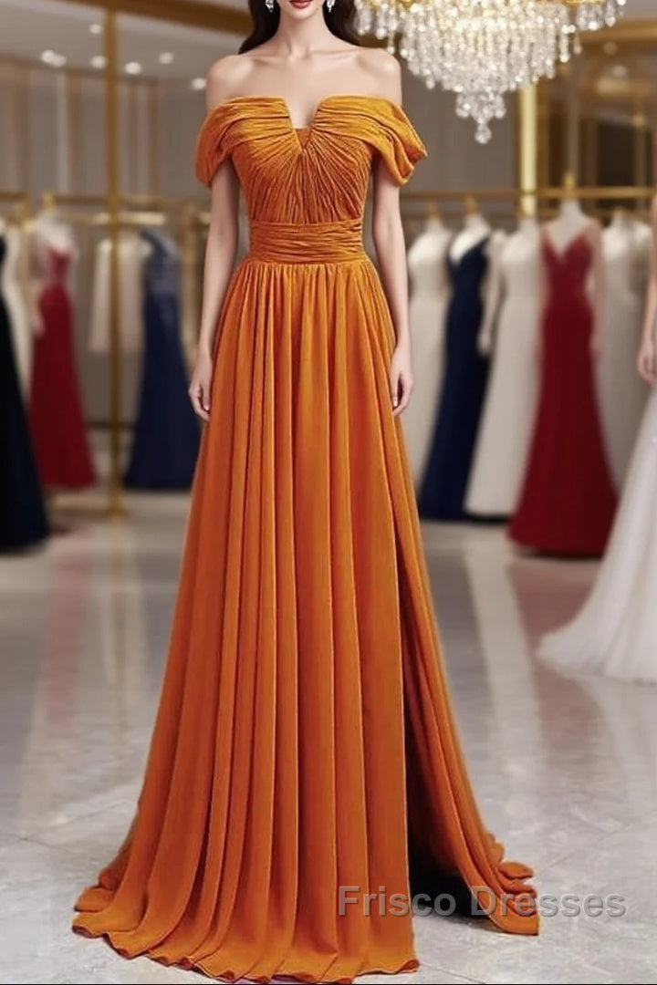 Off The Shoulder Split Chiffon Long Dress Main image