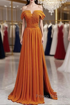 Off The Shoulder Split Chiffon Long Dress
