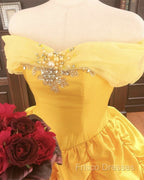 Off The Shoulder Taffeta Ball Gown Quinceanera Dress Yellow