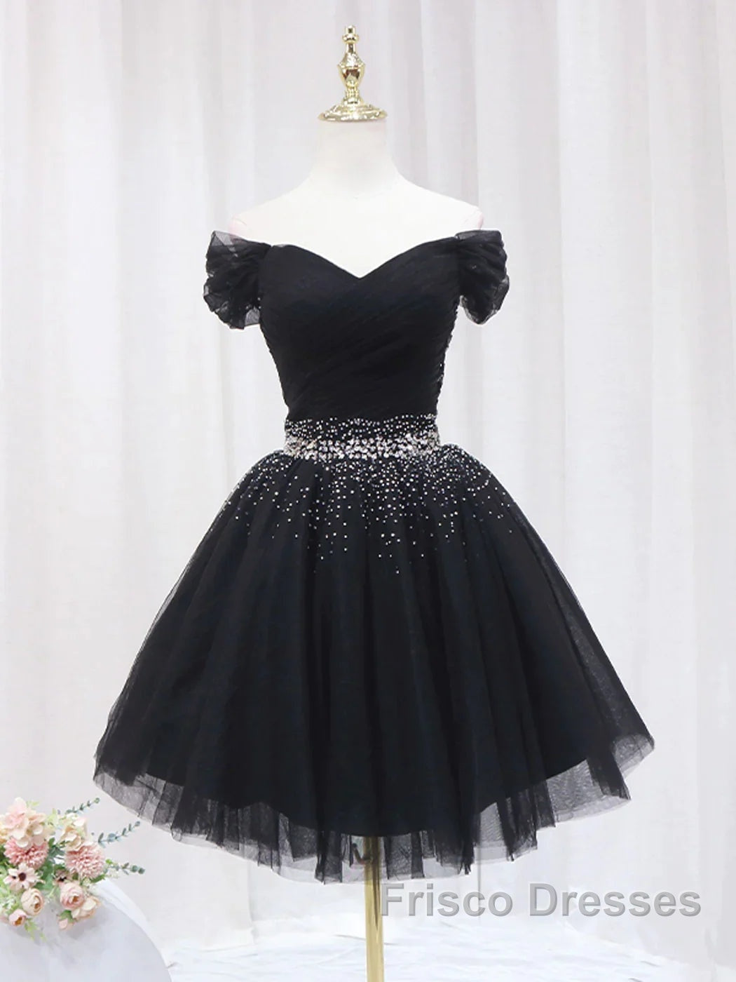Off The Shoulder Tulle Red Short Formal Prom Dress Lace Up