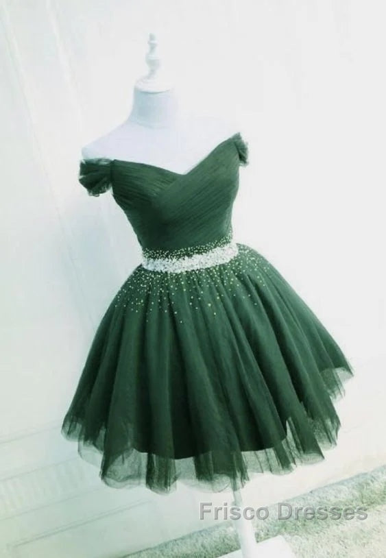 Off The Shoulder Tulle Red Short Formal Prom Dress Lace Up
