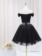Off The Shoulder Tulle Red Short Formal Prom Dress Lace Up