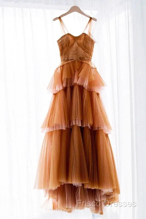 Off The Shoulder Tulle Tiered Long Formal Prom Dress, A Line Formal Gown