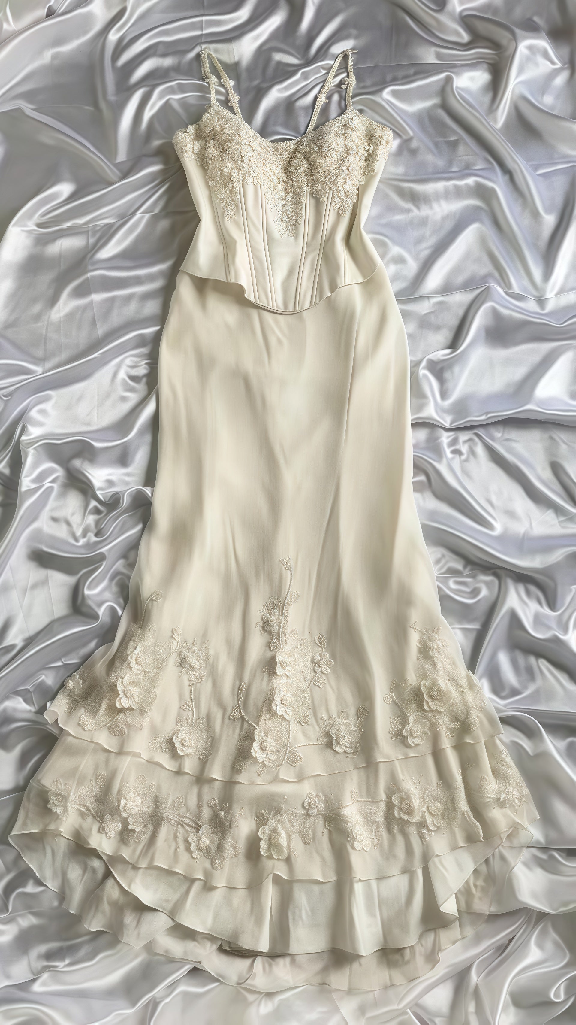 Off White Chiffon Appliques Party Dress, Two Pieces Mermaid Prom Dress Main image
