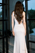Off-White Irregular Suspender Dress Satin Birthday Party Dress Prom Dress
