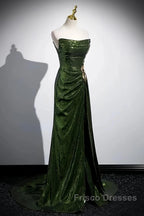 Olive Green Trumpet Mermaid Sequin Formal Prom Dress