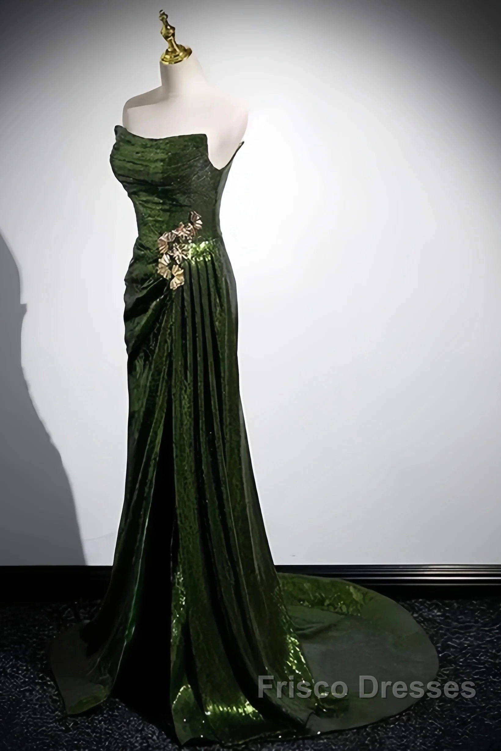 Olive Green Trumpet Mermaid Sequin Formal Prom Dress