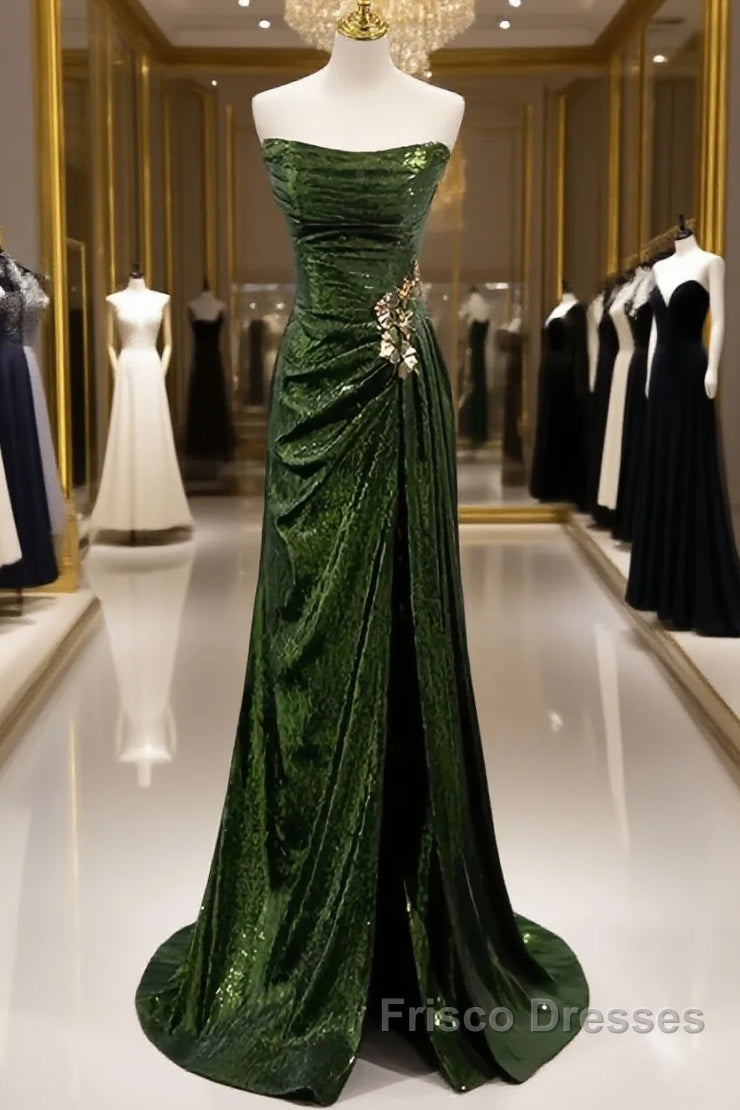 Olive Green Trumpet Mermaid Sequin Formal Prom Dress Main image