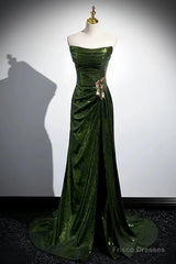 Olive Green Trumpet Mermaid Sequin Prom Dress