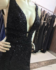 Ombre Mermaid V-Neck Court Train Prom Sequins Dresses