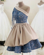 One Shoulder Ball Gown Ruffles Appliques Dress