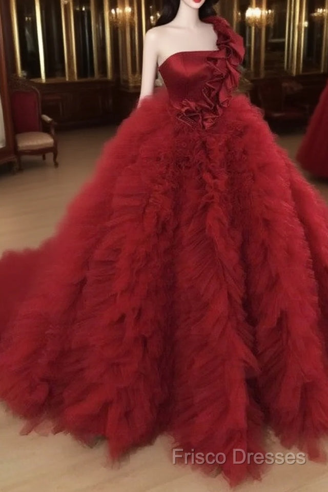 One Shoulder Ball Gown Ruffles Dress Main image