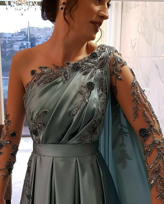 One Shoulder Beading Evening Dresses Prom Party Dress