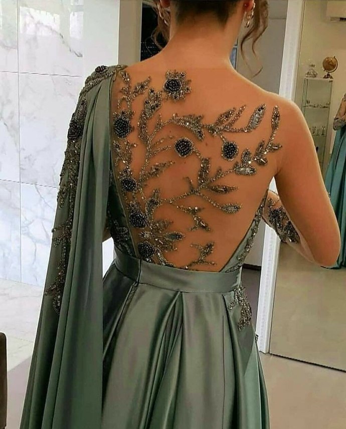 One Shoulder Beading Evening Dresses Prom Party Dress Main image
