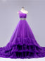 One Shoulder Cloud Ball Gown Tulle Ruffles Wedding Dresses