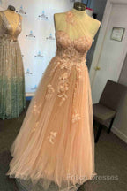 One Shoulder Flowers Lace Formal Prom Dress Applique Sweetheart With Split