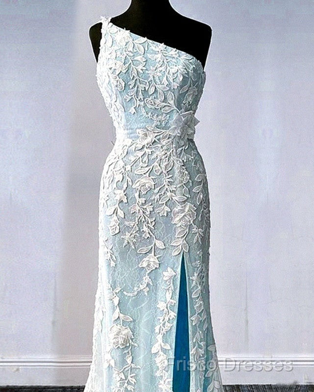 One Shoulder Mermaid Split Lace Formal Prom Dress Secondary image