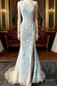 One Shoulder Mermaid Split Lace Formal Prom Dress