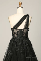 One Shoulder Prom Dresses Long, Sexy Graduation School Party Gown