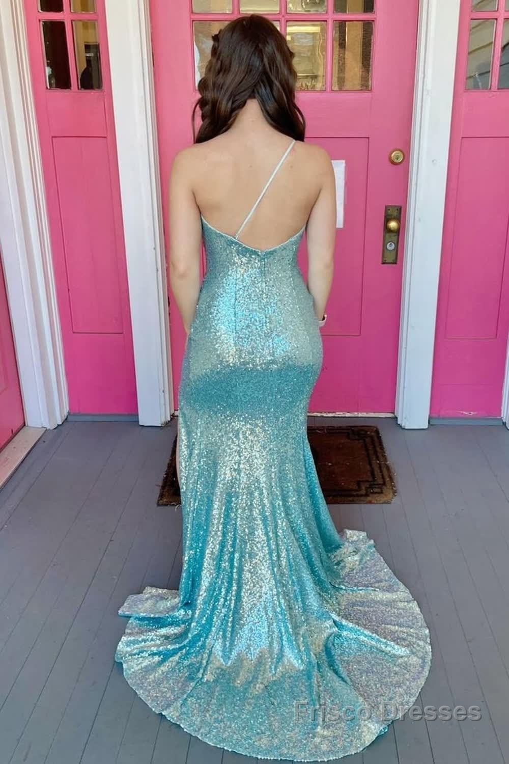 One Shoulder Sequins Mermaid Prom Dress with Slit Secondary image