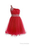 One Shoulder Short Prom Dresses Homecoming Dress With Beading