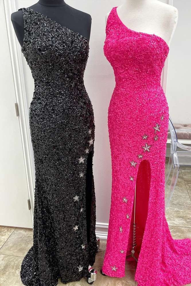 One Shoulder Stars Mermaid Sequins Formal Dress With Slit Main image