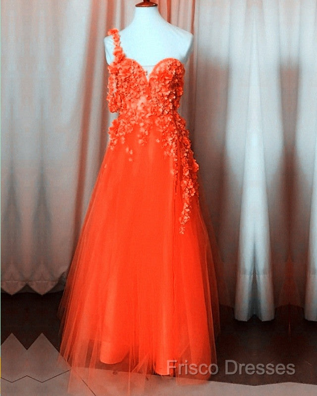 One Shoulder Tulle Formal Prom Dress 3D Flowers Secondary image