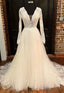 Open Back A-Line Tulle/Lace Wedding Dress With Long Sleeves