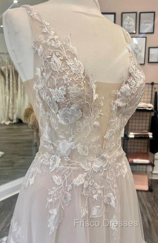 Open Back A Line Wedding Dress,Custom Made Bridal Dress