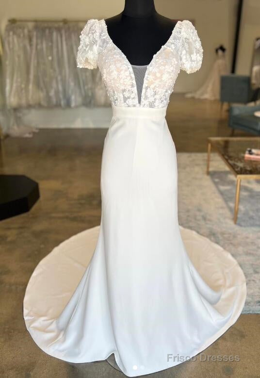 Open Back Satin/Lace Mermaid Wedding Dress Main image