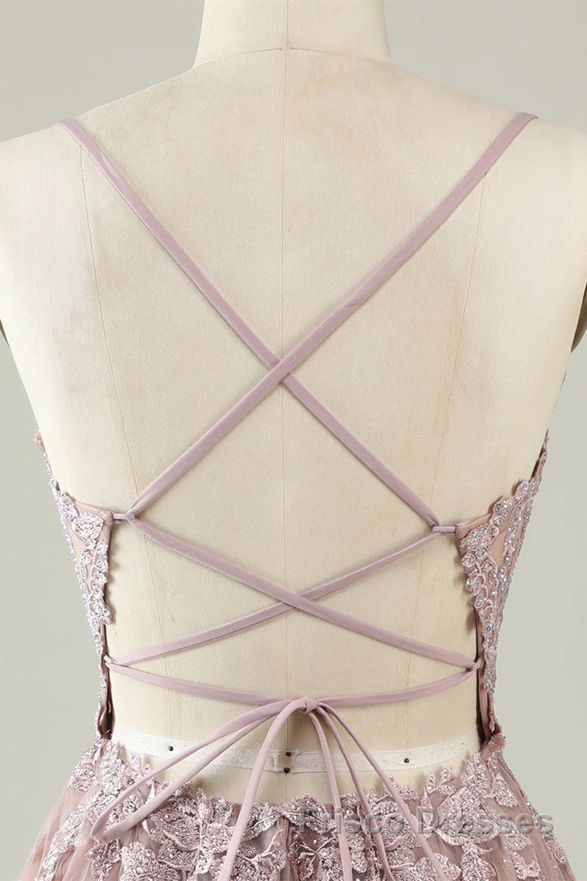 Open Back V Neck Pink Lace Appliques Formal Prom Dresses, Pink Lace Homecoming Dresses, Short Pink Formal Graduation Evening Dresses