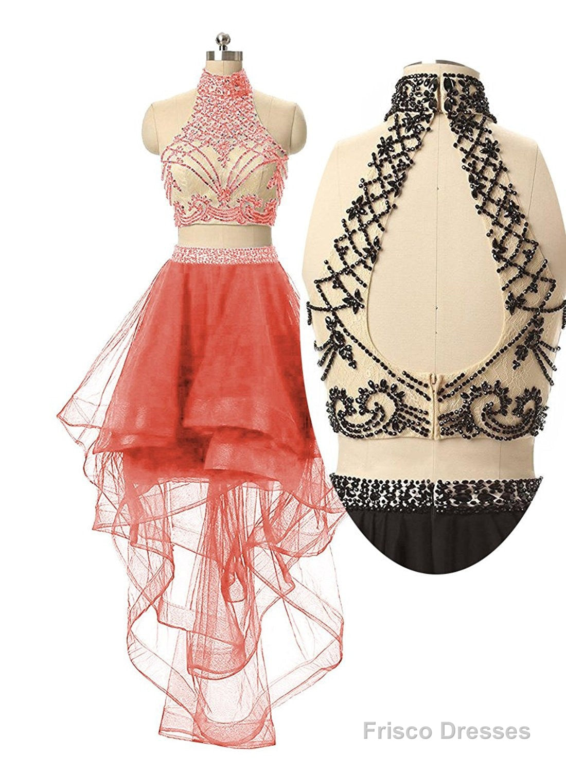 Orange 2 Pieces Homecoming Dress